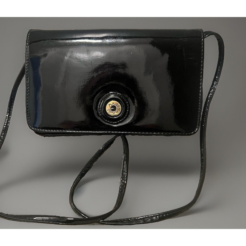 Vintage Ande Patent Black Leather Purse Gold Trim Shoulder/crossbody Vintage Bag
